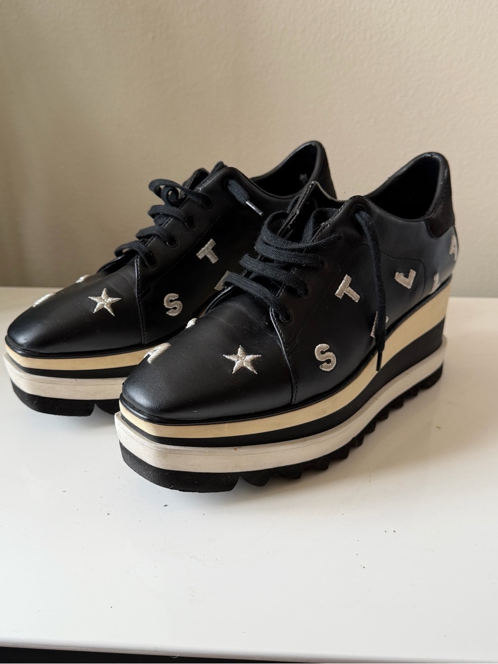 STELLA McARTNEY  Platform Lace-Up Women's Shoes with Silver Accents